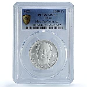 Chad 2500 francs Mao Tse Tung History China Communism MS70 PCGS silver coin 2021