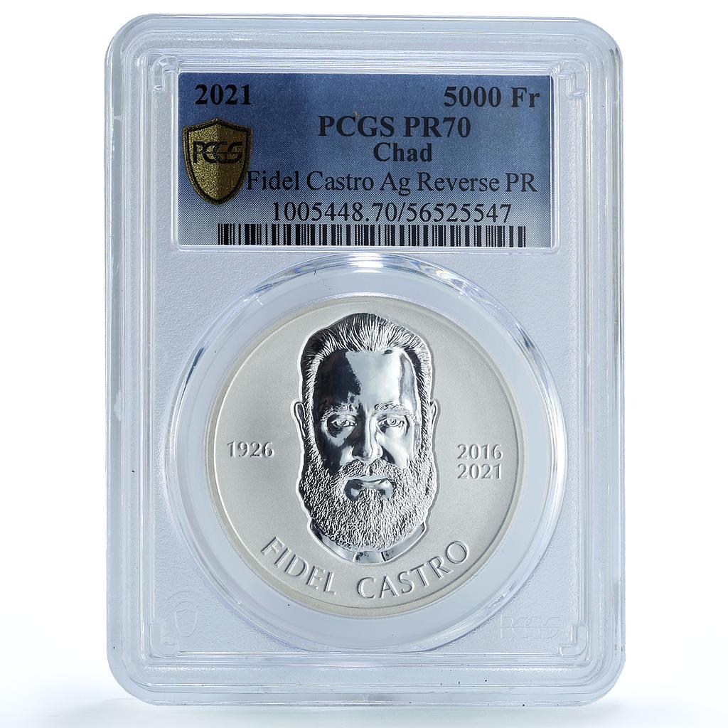 Chad 5000 francs Fidel Castro Revolutionary Communism PR70 PCGS silver coin 2021 Chad 5000 francs Fidel Castro Revolutionary Communism PR70 PCGS silver coin 2021