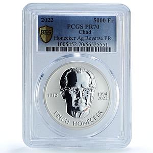 Chad 5000 francs Erich Honecker GDR DDR Communism PR 70 PCGS silver coin 2022