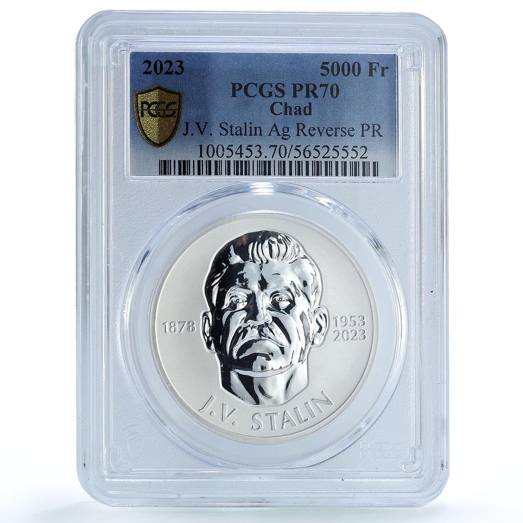 Chad 5000 francs Joseph Stalin History USSR Communism PR70 PCGS silver coin 2023 Chad 5000 francs Joseph Stalin History USSR Communism PR70 PCGS silver coin 2023