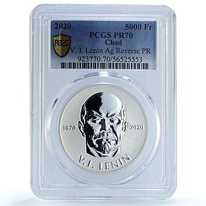 Chad 5000 francs Vladimir Lenin Revolutionary Communism PR 70 PCGS Ag coin 2020