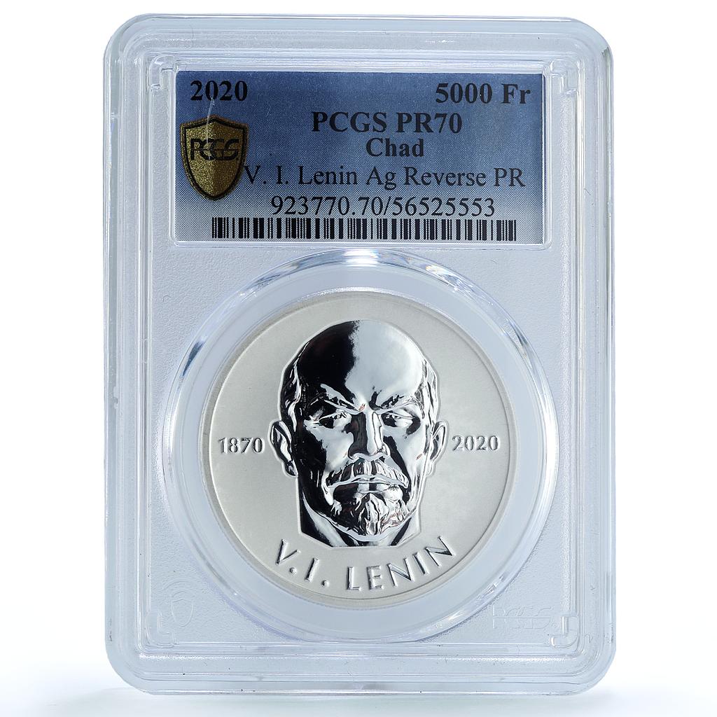 Chad 5000 francs Vladimir Lenin Revolutionary Communism PR 70 PCGS Ag coin 2020