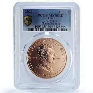 Chad 100 francs Stalin Generalissimus USSR Communism MS 70 PCGS copper coin 2023