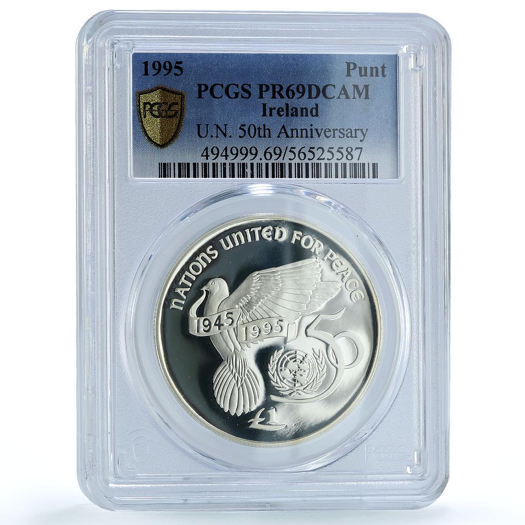 Ireland 1 pound United Nations KM-30 Dove Bird PR 69 PCGS silver coin 1995 Ireland 1 pound United Nations KM-30 Dove Bird PR 69 PCGS silver coin 1995