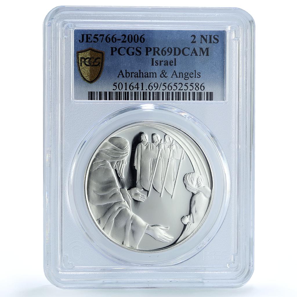 Israel 2 sheqalim Abraham Angels KM-410 Biblical Art PR 69 PCGS silver coin 2006 Israel 2 sheqalim Abraham Angels KM-410 Biblical Art PR 69 PCGS silver coin 2006