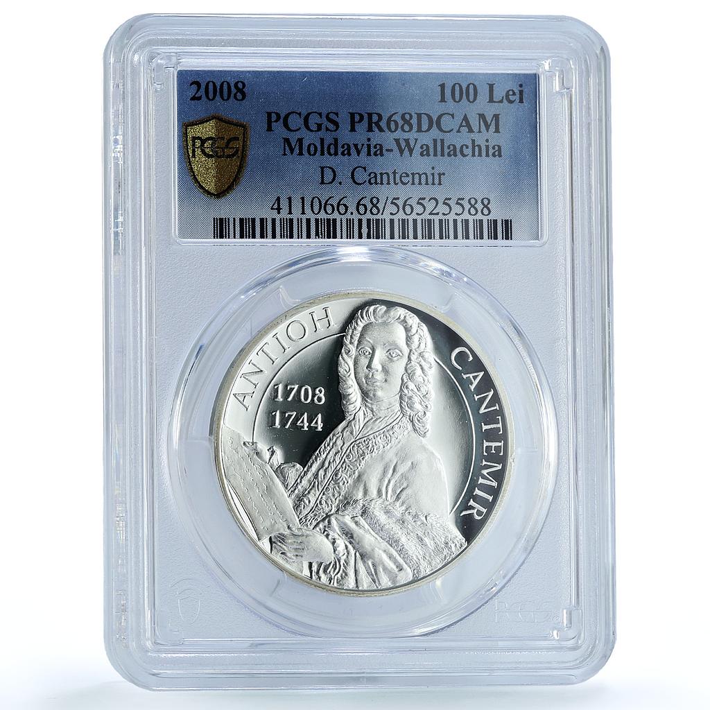 Moldova 100 lei Cantemir KM-46 Literature Poet PR 68 PCGS silver coin 2008 Moldova 100 lei Cantemir KM-46 Literature Poet PR 68 PCGS silver coin 2008