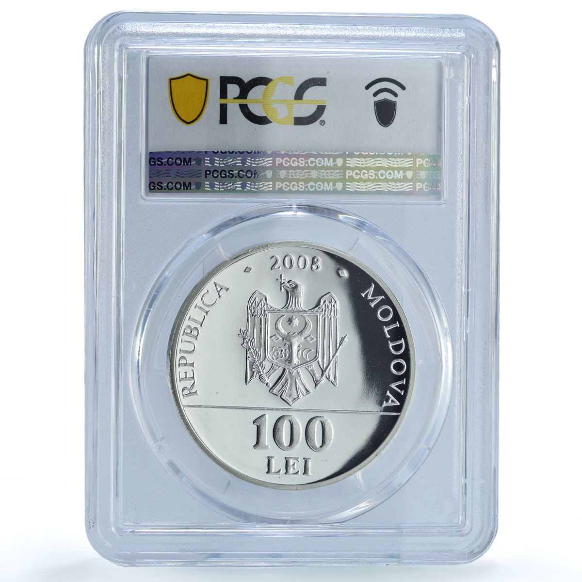 Moldova 100 lei Cantemir KM-46 Literature Poet PR 68 PCGS silver coin 2008 Moldova 100 lei Cantemir KM-46 Literature Poet PR 68 PCGS silver coin 2008