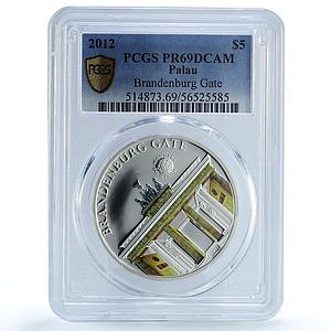 Palau 5 dollars Brandenburg Gate KM-415 Wonders PR 69 PCGS silver coin 2012