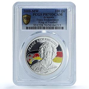 Armenia 100 dram Beckenbauer KM-187 Kings of Football PR70 PCGS silver coin 2009