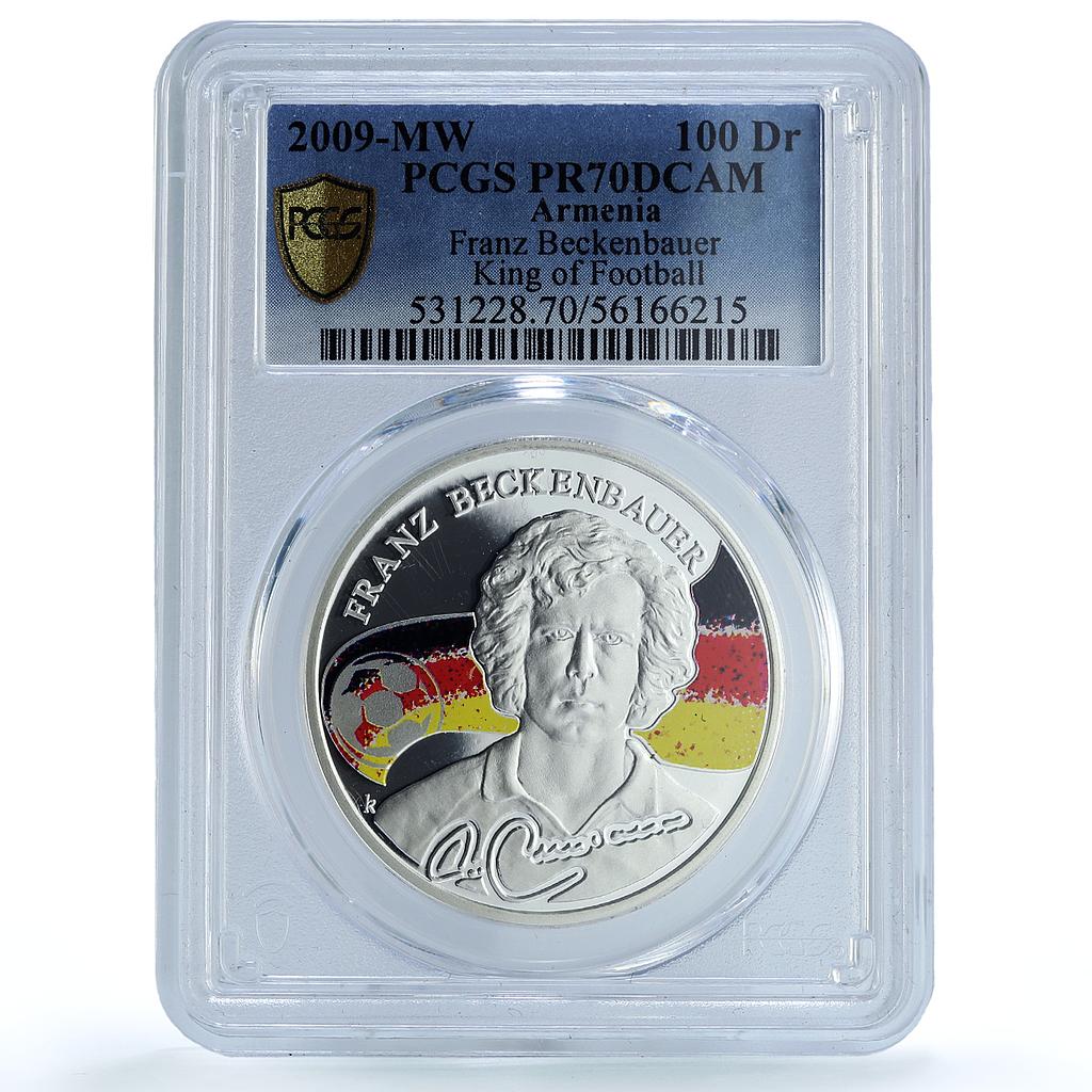 Armenia 100 dram Beckenbauer KM-187 Kings of Football PR70 PCGS silver coin 2009