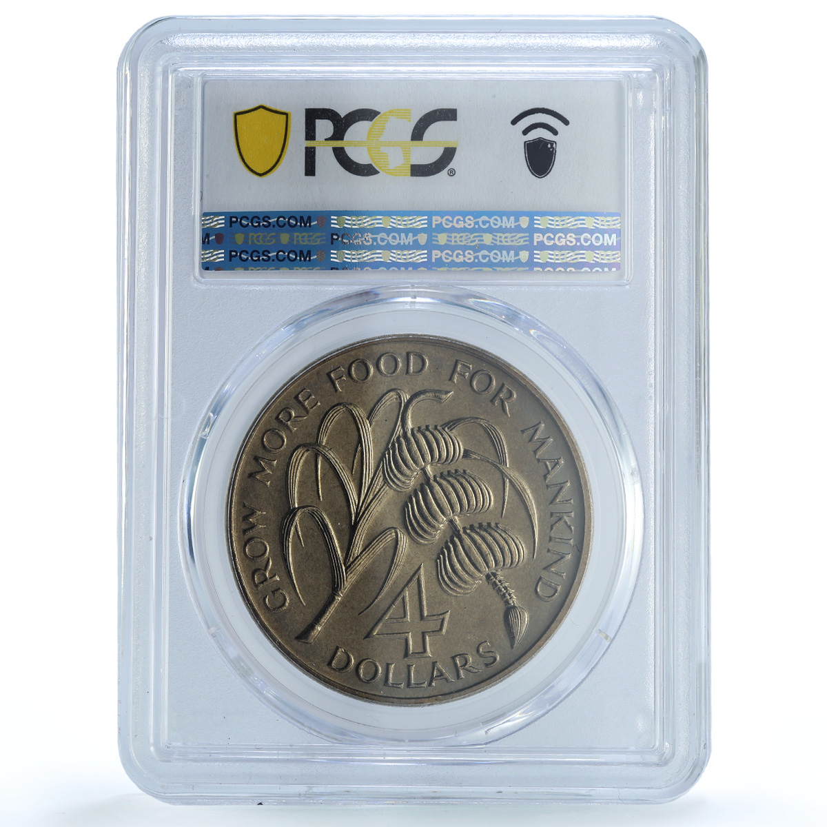 Antigua 4 dollars Caribbean Bank KM-1 FAO Food Day MS 67 PCGS CuNi coin 1970 Antigua 4 dollars Caribbean Bank KM-1 FAO Food Day MS 67 PCGS CuNi coin 1970