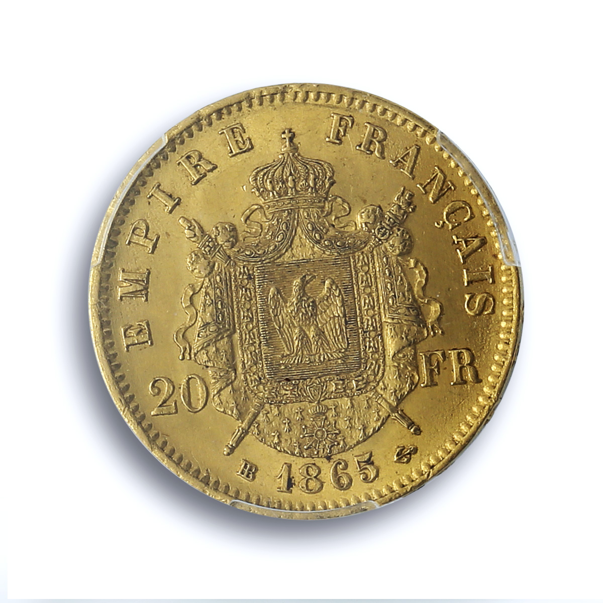 France 20 francs Napoleon III KM-801 Gad-1062 F-532 MS63 PCGS gold coin 1865 BB France 20 francs Napoleon III KM-801 Gad-1062 F-532 MS63 PCGS gold coin 1865 BB