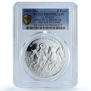 Mexico 5 pesos Paso Muerte Ibero-American Man Horse PR69 PCGS silver coin 2000