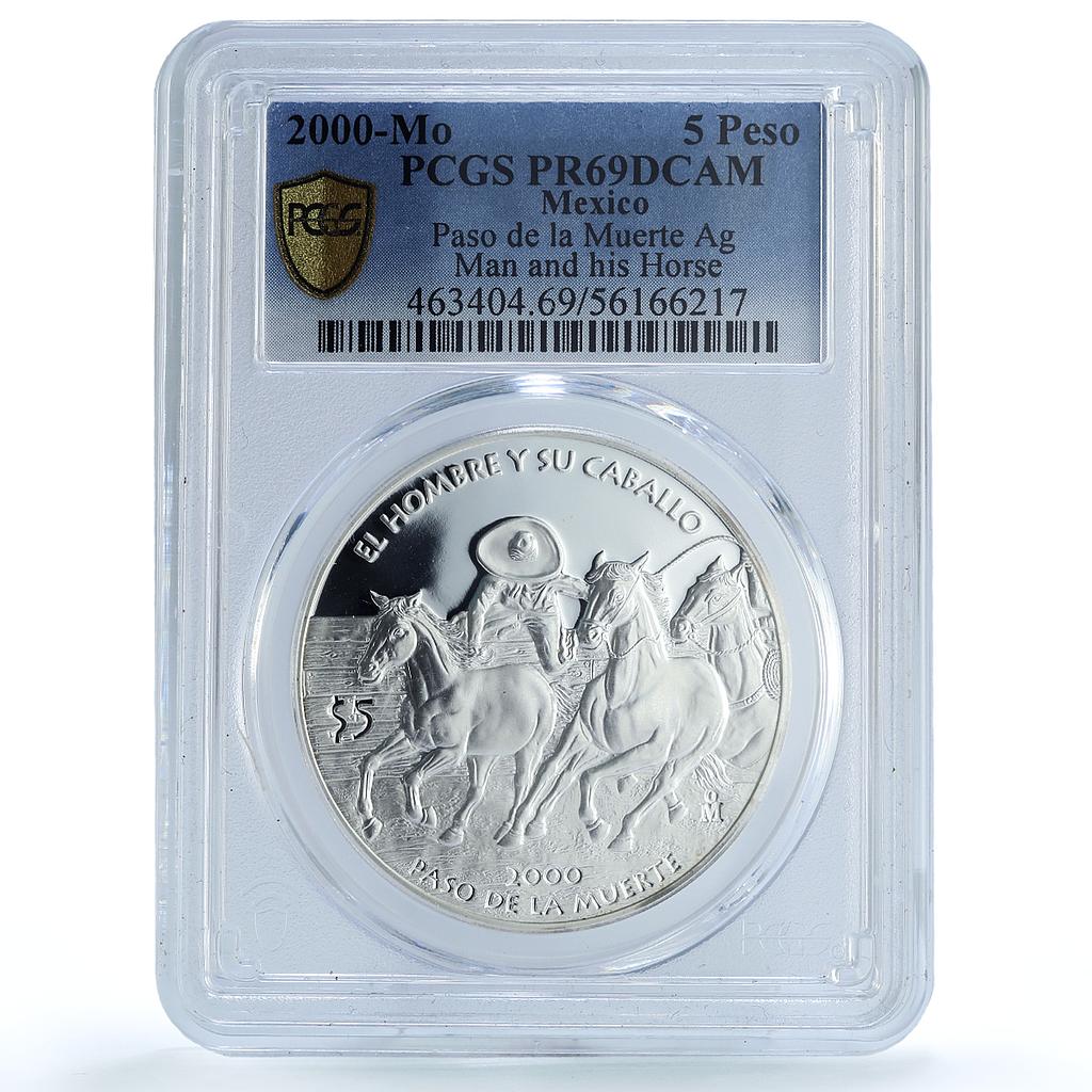 Mexico 5 pesos Paso Muerte Ibero-American Man Horse PR69 PCGS silver coin 2000 Mexico 5 pesos Paso Muerte Ibero-American Man Horse PR69 PCGS silver coin 2000