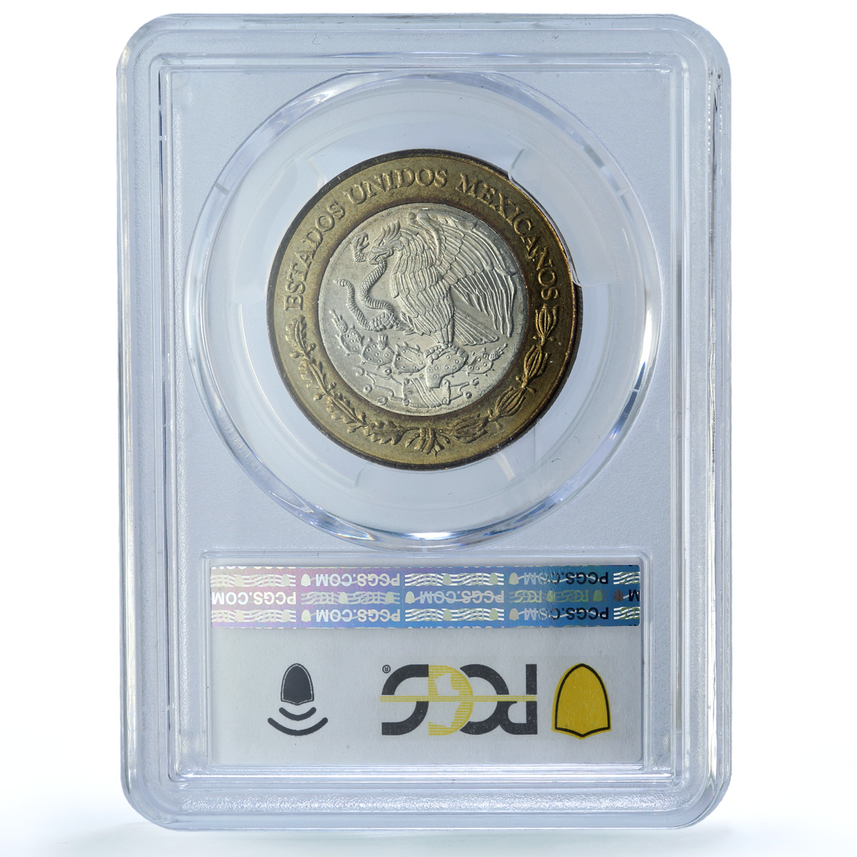 Mexico 20 pesos Republic Longer Stems KM-561 Hidalgo MS65 PCGS bimetal coin 1993 Mexico 20 pesos Republic Longer Stems KM-561 Hidalgo MS65 PCGS bimetal coin 1993