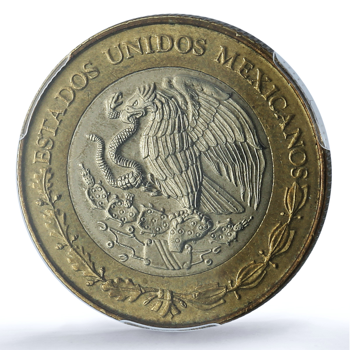 Mexico 10 pesos Republic KM-616 Aztec Sun MS 65 PCGS bimetal coin 1998 Mexico 10 pesos Republic KM-616 Aztec Sun MS 65 PCGS bimetal coin 1998