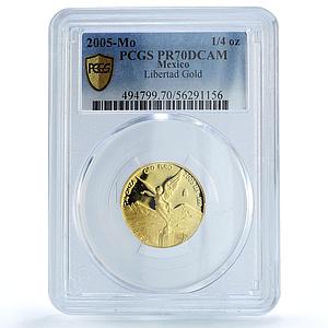 Mexico 1/4 onza Libertad Angel of Independence KM-673 PR 70 PCGS gold coin 2005