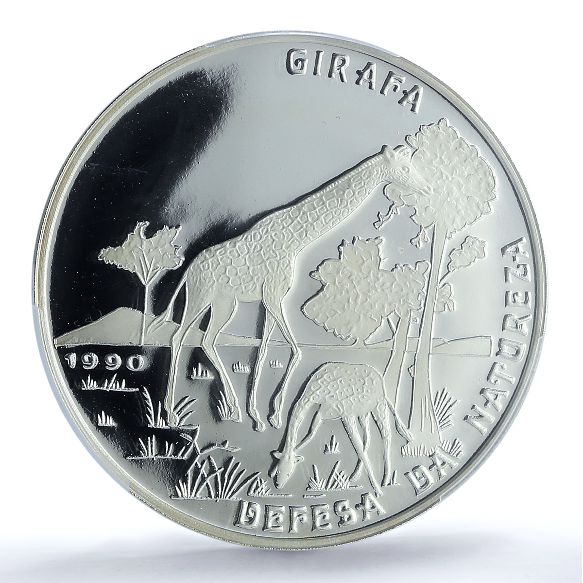 Mozambique 500 meticais Giraffe KM-113 Wildlife Fauna PR68 PCGS silver coin 1990 Mozambique 500 meticais Giraffe KM-113 Wildlife Fauna PR68 PCGS silver coin 1990