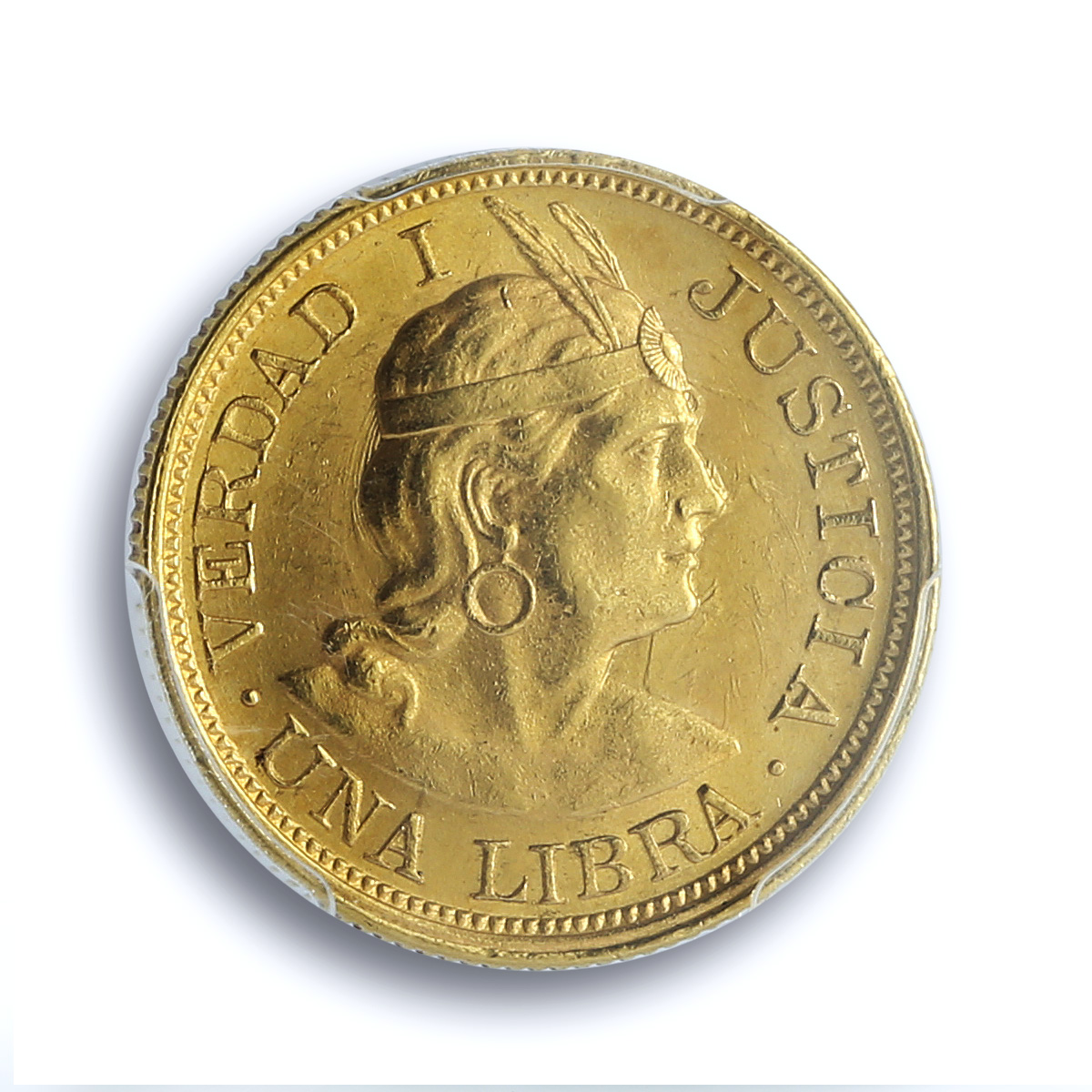 Peru 1 libra Republic Trade Coinage KM-207 MS 62 PCGS gold coin 1906 G O Z F