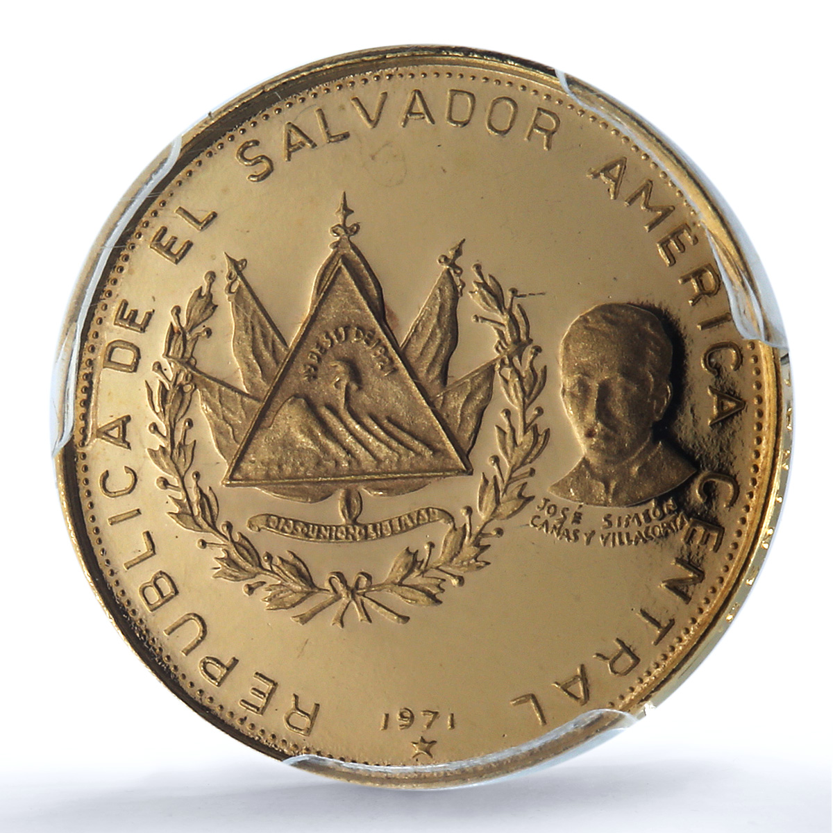 El Salvador 25 colones Independence Fecundidad Dali PR 68 PCGS gold coin 1971 El Salvador 25 colones Independence Fecundidad Dali PR 68 PCGS gold coin 1971