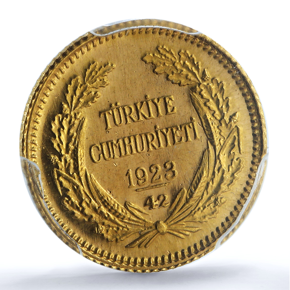 Turkiye 25 kurush Ataturk 1923/42 KM-851 MS 64 gold coin 1965 Turkiye 25 kurush Ataturk 1923/42 KM-851 MS 64 gold coin 1965