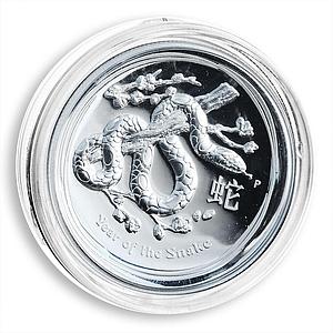 Australia 1 dollar Year of Snake Lunar Series II High Relief silver coin  2013