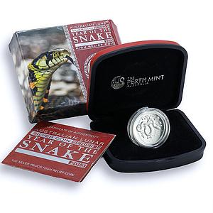 Australia 1 dollar Year Snake High Relief Lunar Series 2 proof silver coin 2013