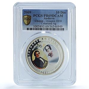 Andorra 10 diners Chopin Dresden KM-321 Music Composer PR 69 PCGS Ag coin 2009