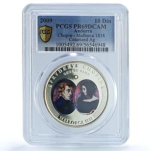 Andorra 10 diners Chopin Mallorca KM-320 Music Composer PR 69 PCGS Ag coin 2009