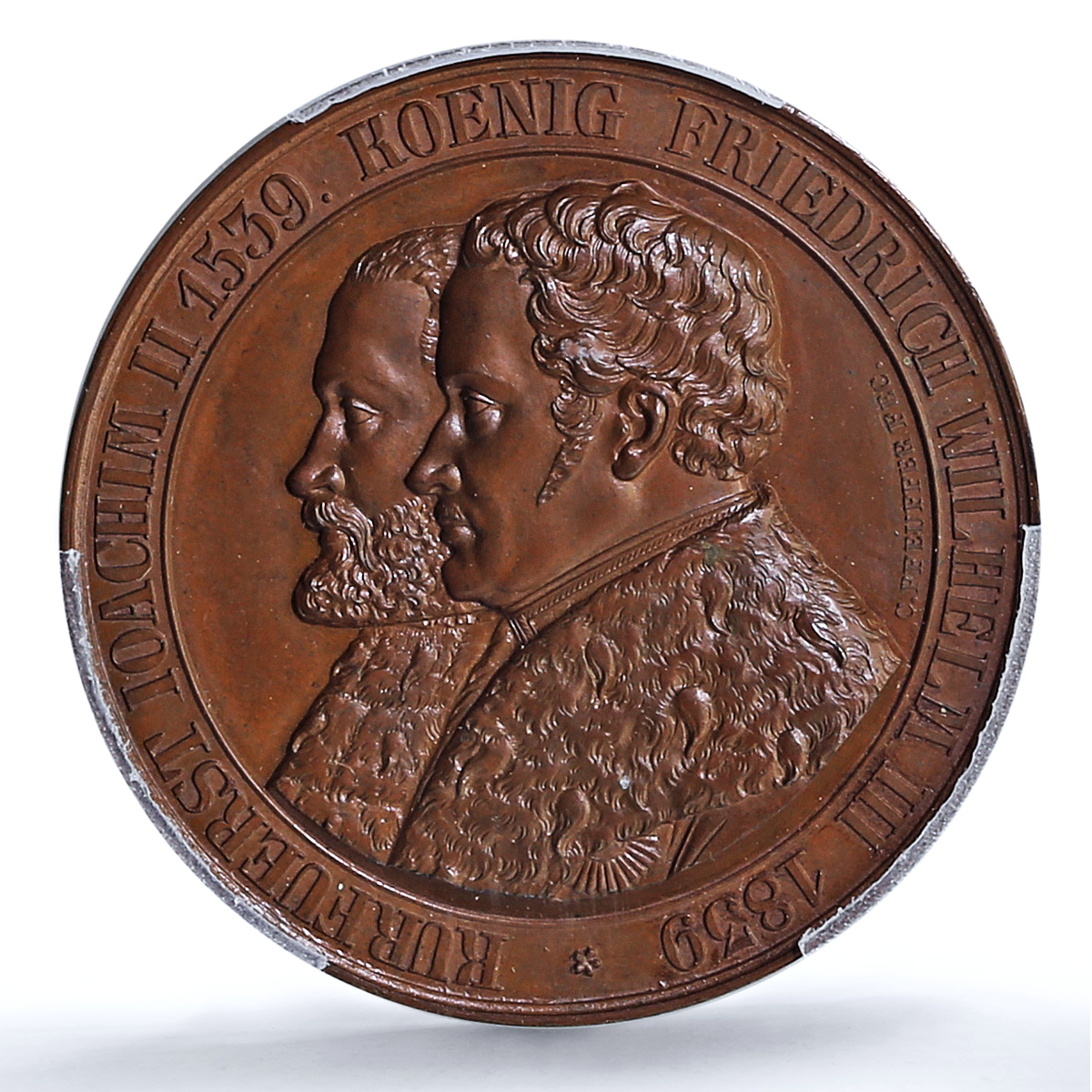 Prussia Ioachim II Wilhelm III Reformation Whiting-699 MS 65 PCGS AE medal 1839 Prussia Ioachim II Wilhelm III Reformation Whiting-699 MS 65 PCGS AE medal 1839