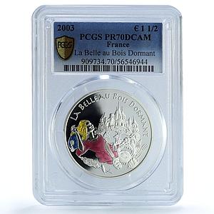 France 1 1/2 euro Sleeping Beauty Belle Bois Literature PR70 PCGS Ag coin 2003