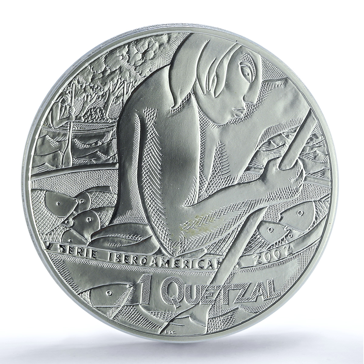 Guatemala 1 quetzal Canoe Fisher Ibero-American PR 68 PCGS silver coin 2002 Guatemala 1 quetzal Canoe Fisher Ibero-American PR 68 PCGS silver coin 2002
