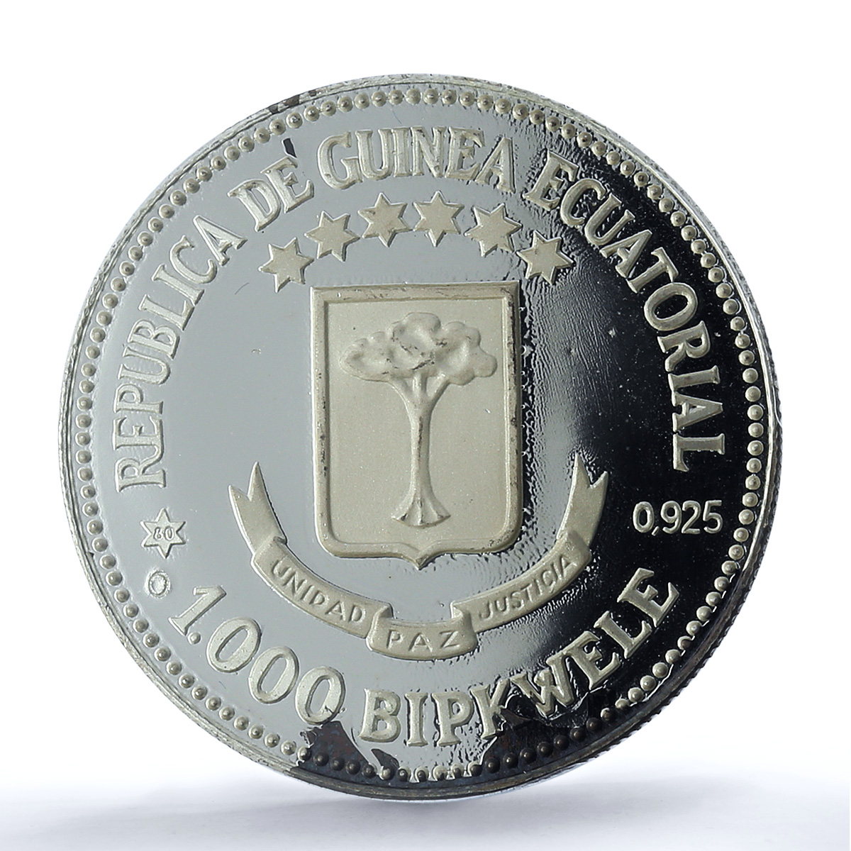 Guinea Equatorial 1000 bipkwele Juan Carlos X#5 RE PR67 PCGS silver coin 1979-80 Guinea Equatorial 1000 bipkwele Juan Carlos X#5 RE PR67 PCGS silver coin 1979-80