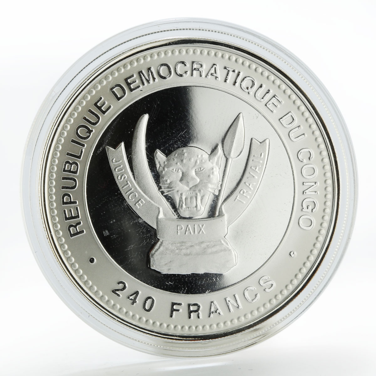 Congo 240 francs Year of the Horse Happy colored silver coin 2014