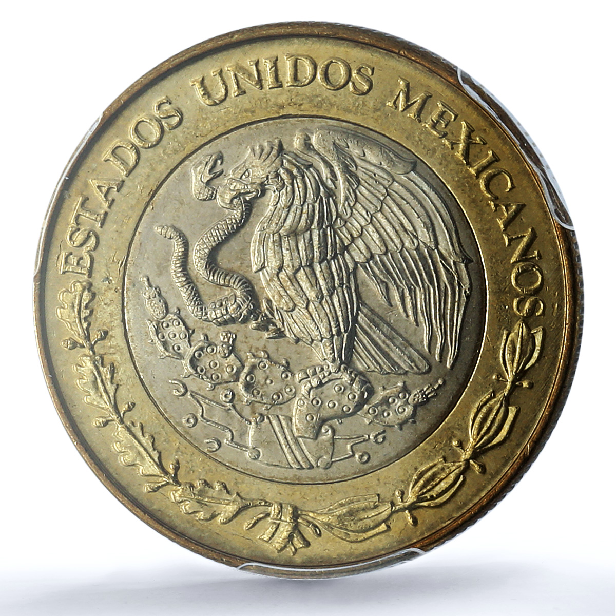 Mexico 10 pesos Republic KM-616 Aztec Sun MS 65 PCGS bimetal coin 1998 Mexico 10 pesos Republic KM-616 Aztec Sun MS 65 PCGS bimetal coin 1998