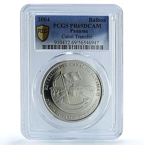 Panama 1 balboa Canal Transfer KM-134 Moscoso Ship PR 69 PCGS CuNi coin 2004