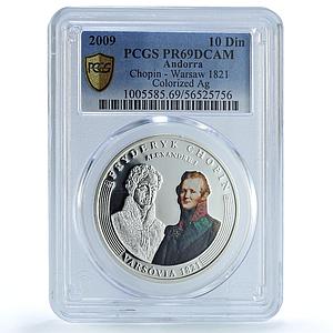 Andorra 10 diners Chopin Warsaw KM-323 Music Composer PR69 PCGS silver coin 2009