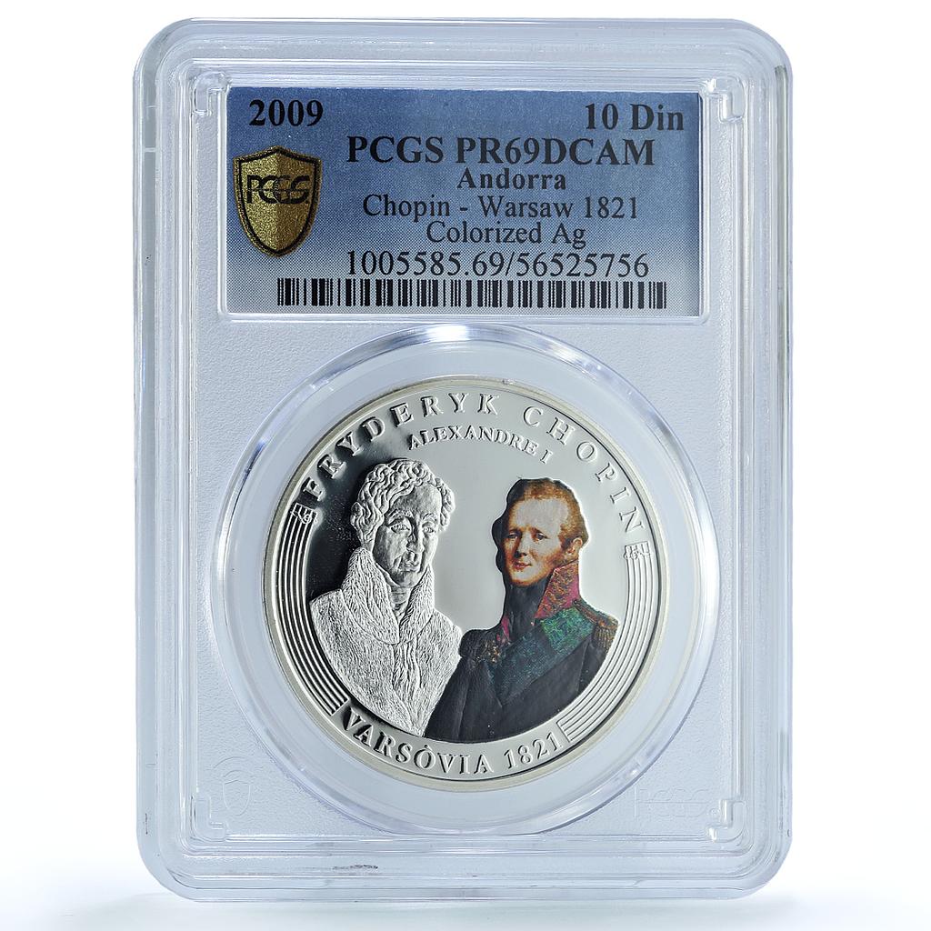 Andorra 10 diners Chopin Warsaw KM-323 Music Composer PR69 PCGS silver coin 2009