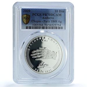 Andorra 10 diners Chopin Paris KM-316 Music Composer PR 70 PCGS silver coin 2009