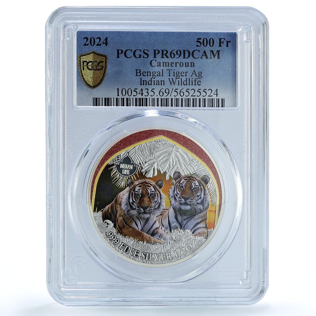 Cameroon 500 francs Bengal Tiger KM-756 Wildlife Cat PR69 PCGS silver coin 2024