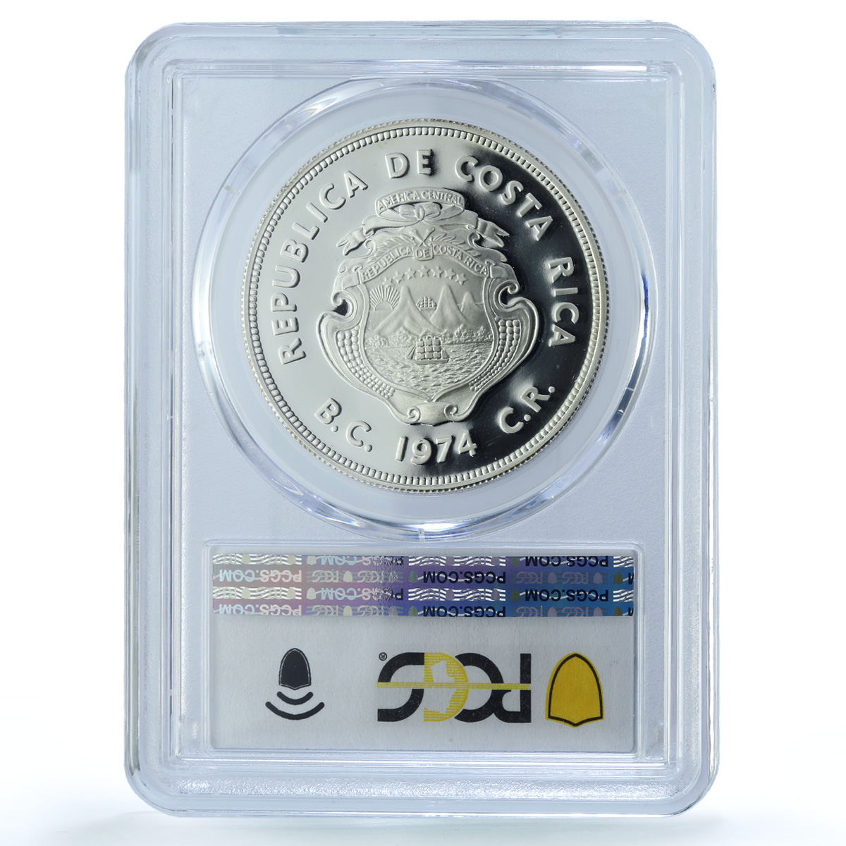 Costa Rica 50 colones Green Turtle KM-200a Fauna PR 70 PCGS silver coin 1974