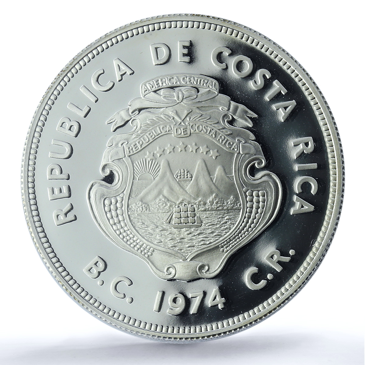 Costa Rica 50 colones Green Turtle KM-200a Fauna PR 70 PCGS silver coin 1974