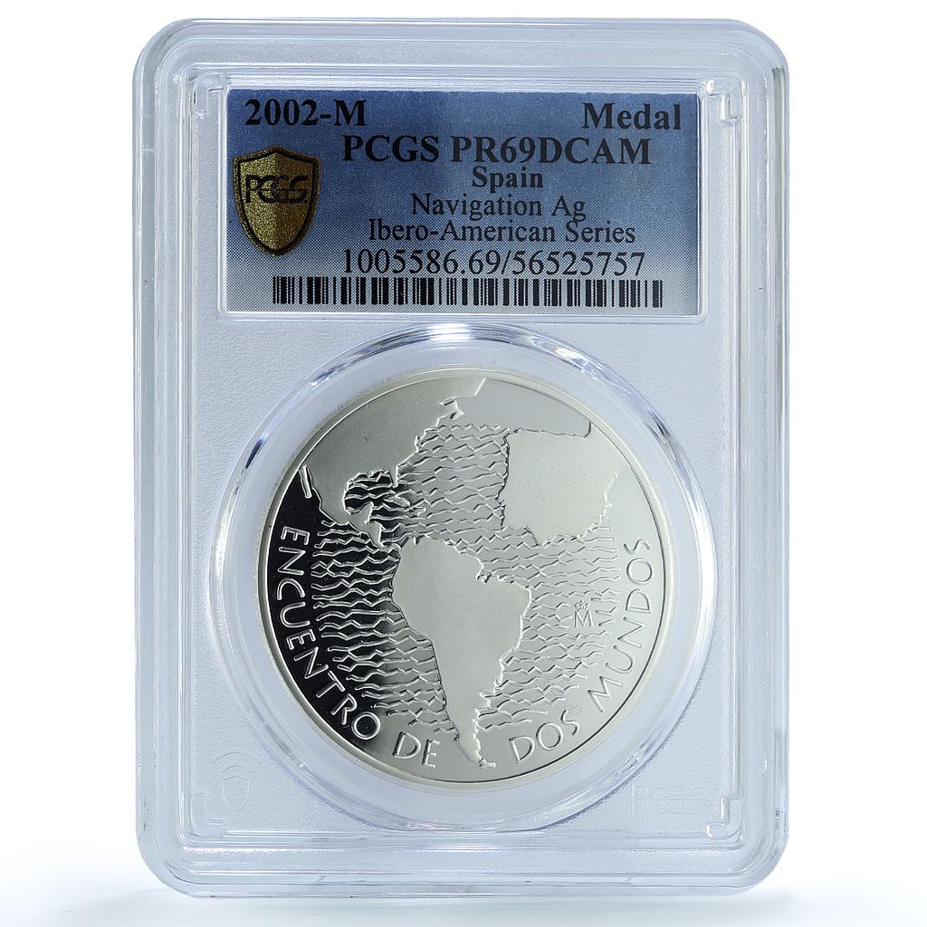 Spain Navigation Ibero-American Series X PR 69 PCGS silver medal 2002