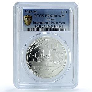 Spain 10 euros International Polar Year KM-1140 Ship PR 69 PCGS silver coin 2007