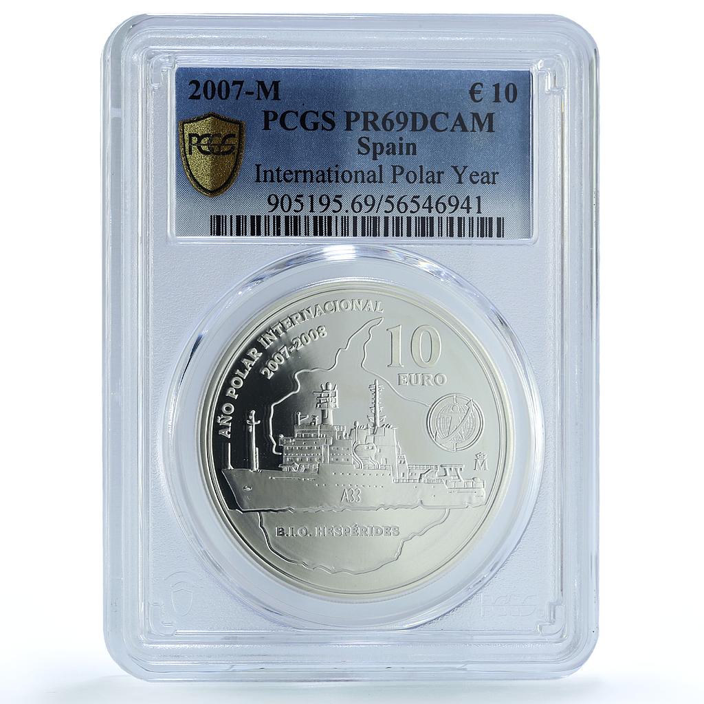 Spain 10 euros International Polar Year KM-1140 Ship PR 69 PCGS silver coin 2007 Spain 10 euros International Polar Year KM-1140 Ship PR 69 PCGS silver coin 2007