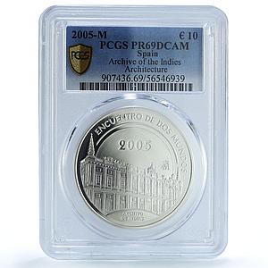 Spain 10 euros Archive Indies KM-1109 Ibero-American PR 69 PCGS silver coin 2005