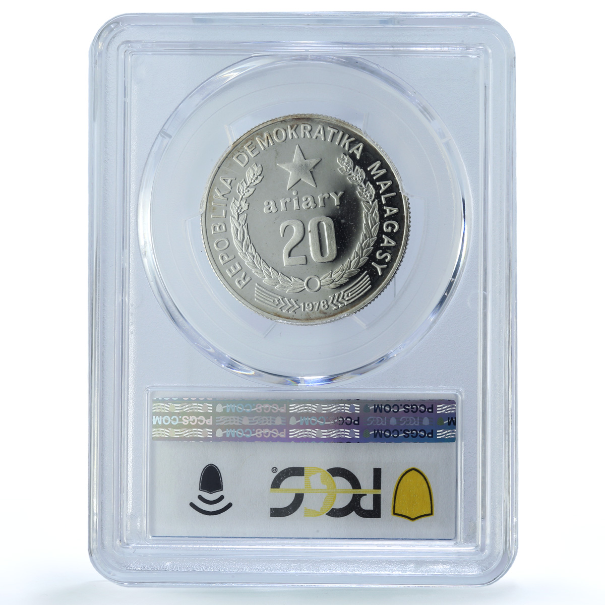 Madagascar 20 ariary FAO Food Day KM-14a Tractor PR 66 PCGS silver coin 1978