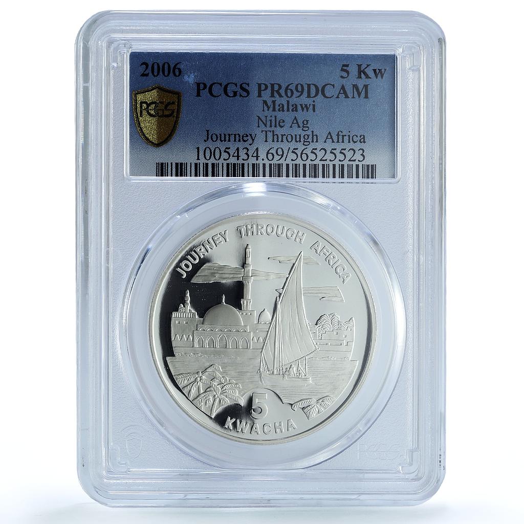 Malawi 5 kwacha Nile KM-168 Journey Africa River Ship PR69 PCGS silver coin 2006 Malawi 5 kwacha Nile KM-168 Journey Africa River Ship PR69 PCGS silver coin 2006