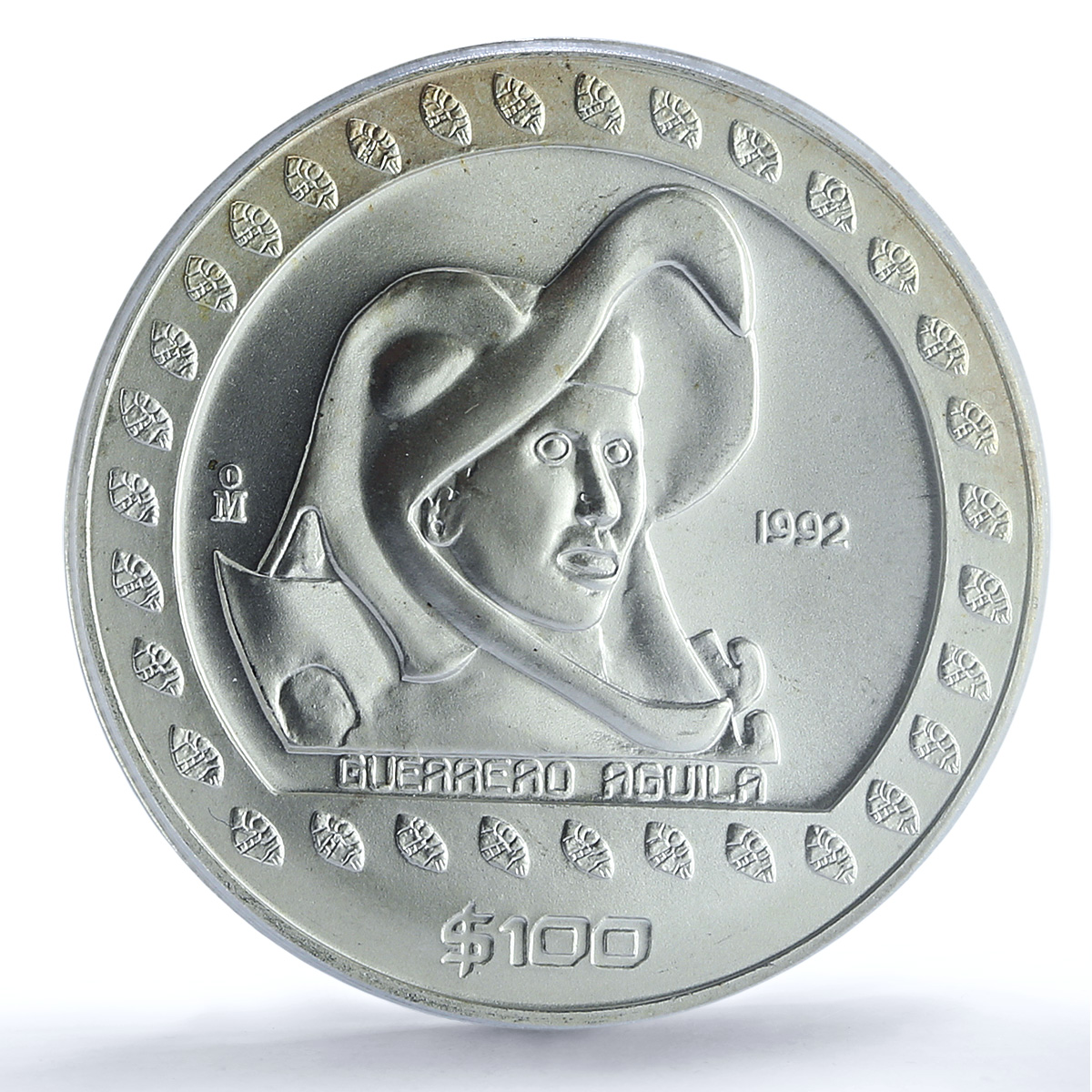 Mexico 100 pesos Guerrero Aguila KM-556 Precolombina MS 68 PCGS silver coin 1992 Mexico 100 pesos Guerrero Aguila KM-556 Precolombina MS 68 PCGS silver coin 1992