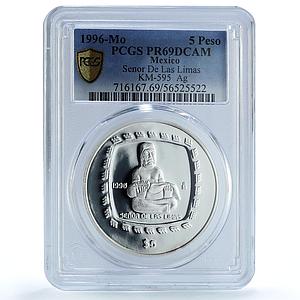 Mexico 5 pesos Senor De Las Limas KM-595 Precolombina PR69 PCGS silver coin 1996